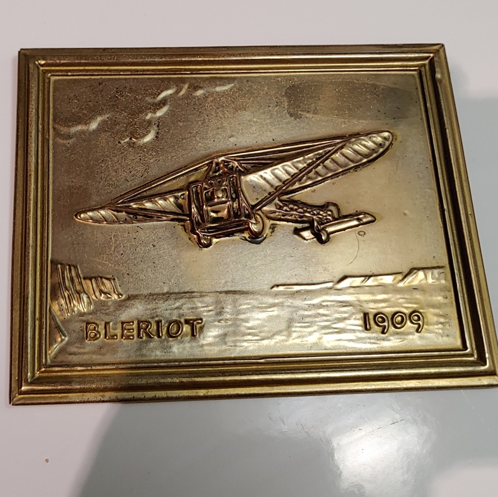Wall Art Brass Plaque Bleriot Monoplane 1909 6x4 1/2 inch - Picture 3 of 4
